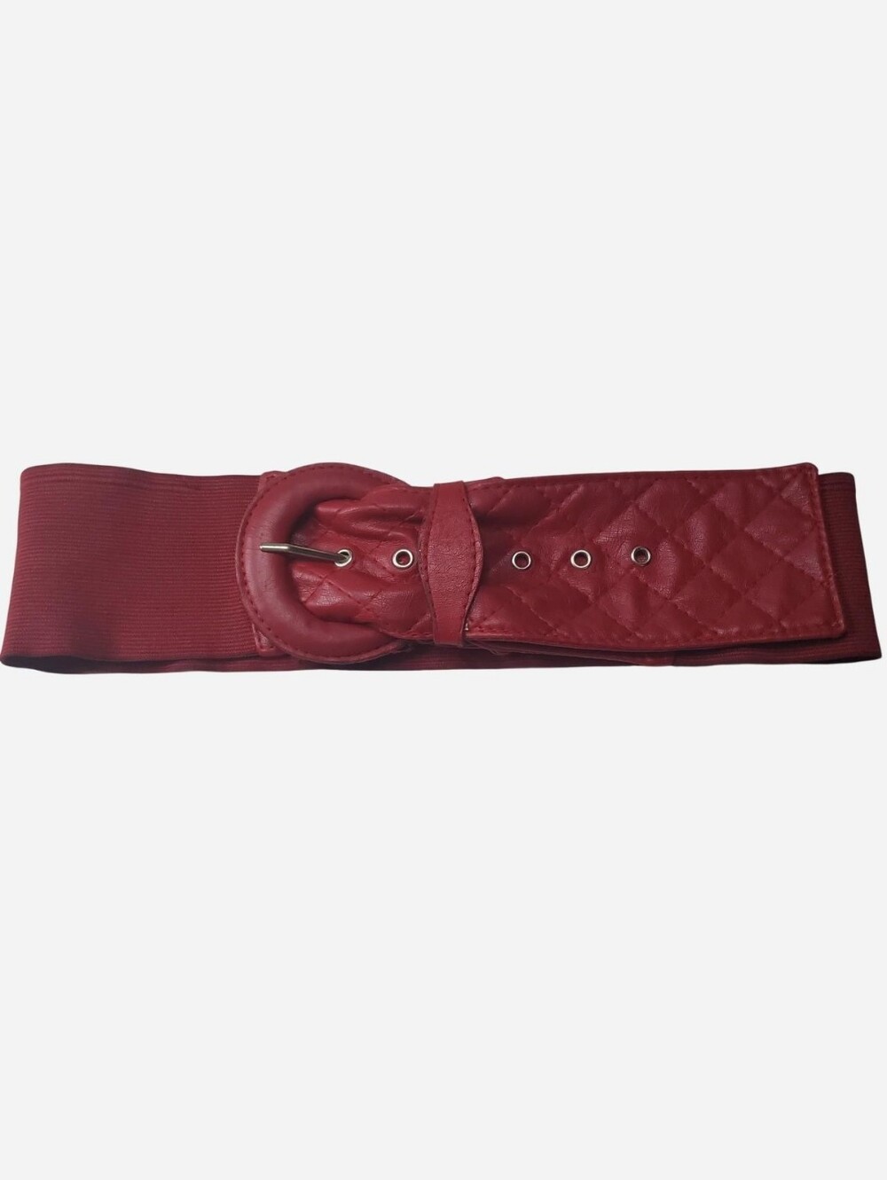 Unbranded Belt Womens 47" Red Elastic Band Quilted Faux Leather Y2K Retro Boho